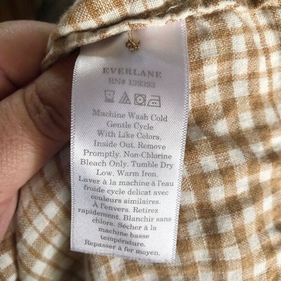 Everlane The Linen Billow Blouse Oversized Gingham Long Sleeve - XS - Picture 14 of 15